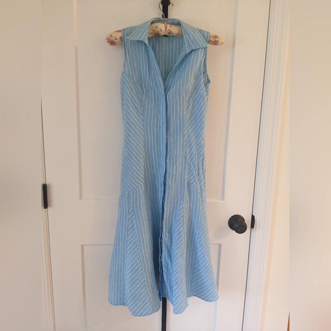Brooks Brothers Petite Striped Linen Shirt Dress